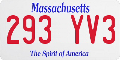 MA license plate 293YV3