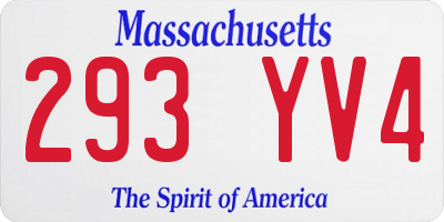 MA license plate 293YV4