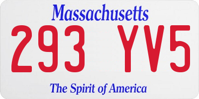 MA license plate 293YV5