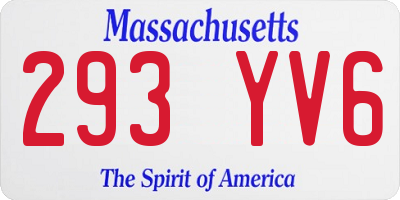 MA license plate 293YV6
