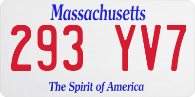 MA license plate 293YV7