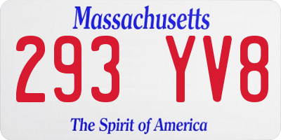 MA license plate 293YV8