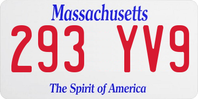 MA license plate 293YV9