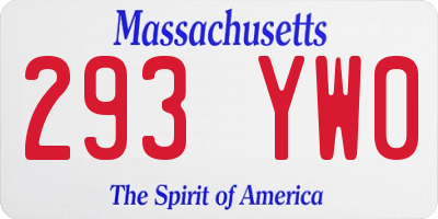 MA license plate 293YW0