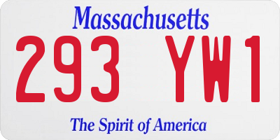 MA license plate 293YW1
