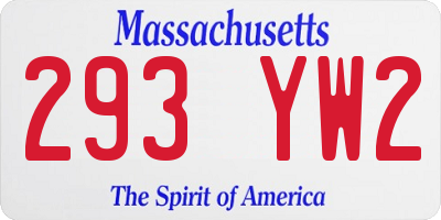 MA license plate 293YW2