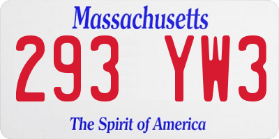MA license plate 293YW3
