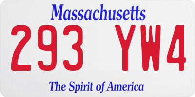 MA license plate 293YW4