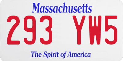 MA license plate 293YW5