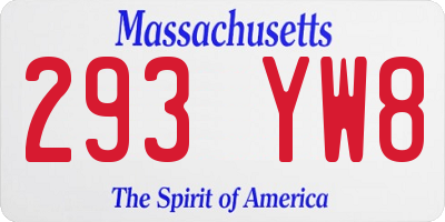 MA license plate 293YW8
