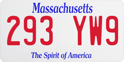 MA license plate 293YW9
