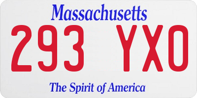 MA license plate 293YX0