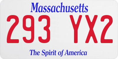 MA license plate 293YX2