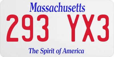MA license plate 293YX3