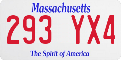 MA license plate 293YX4