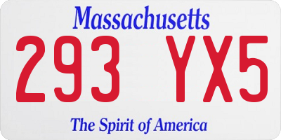 MA license plate 293YX5