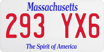 MA license plate 293YX6