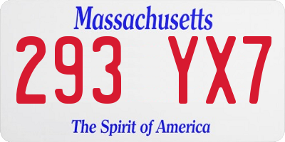 MA license plate 293YX7