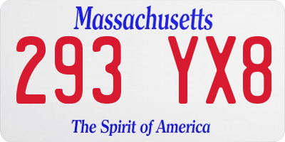 MA license plate 293YX8