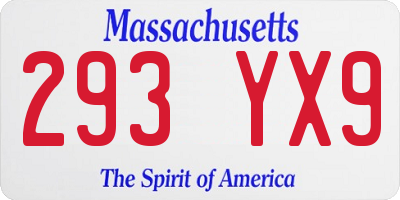 MA license plate 293YX9