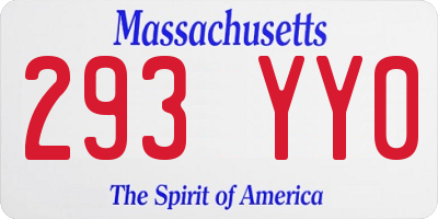 MA license plate 293YY0