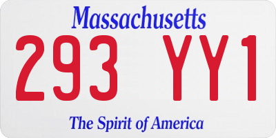 MA license plate 293YY1
