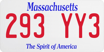 MA license plate 293YY3
