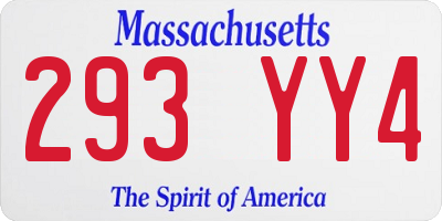 MA license plate 293YY4