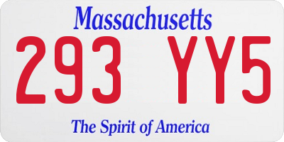 MA license plate 293YY5