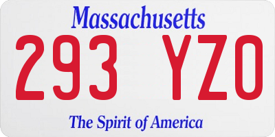 MA license plate 293YZ0