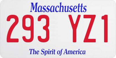 MA license plate 293YZ1