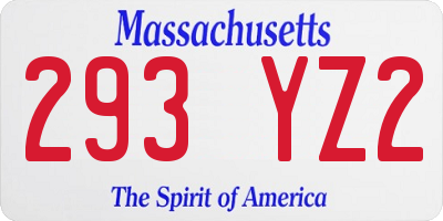 MA license plate 293YZ2