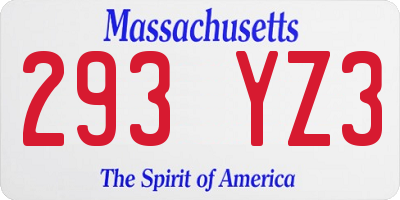 MA license plate 293YZ3