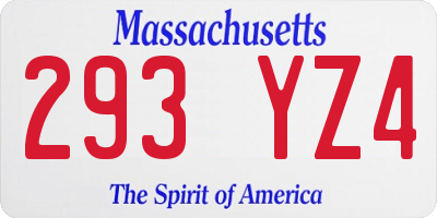 MA license plate 293YZ4