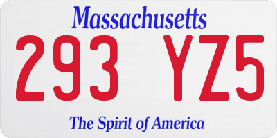 MA license plate 293YZ5
