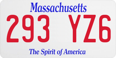MA license plate 293YZ6