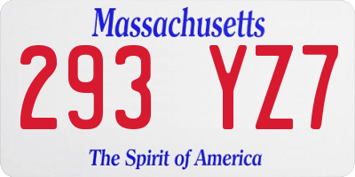 MA license plate 293YZ7