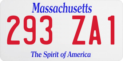 MA license plate 293ZA1