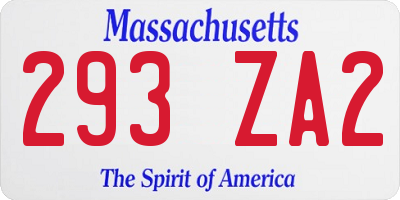MA license plate 293ZA2