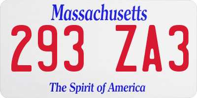 MA license plate 293ZA3
