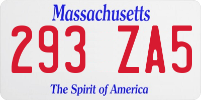 MA license plate 293ZA5