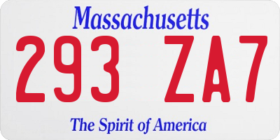 MA license plate 293ZA7