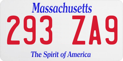 MA license plate 293ZA9