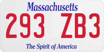 MA license plate 293ZB3
