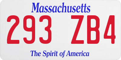 MA license plate 293ZB4
