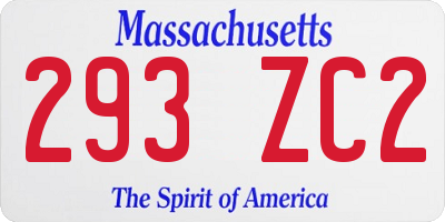 MA license plate 293ZC2