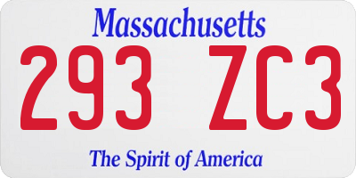 MA license plate 293ZC3