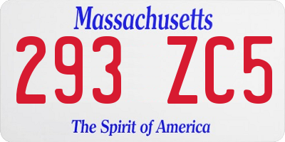 MA license plate 293ZC5