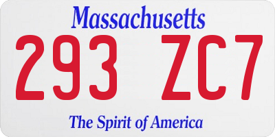 MA license plate 293ZC7