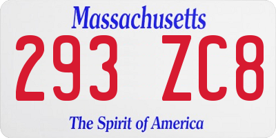 MA license plate 293ZC8